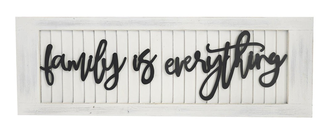 FAMILY IS EVERYTHING FIRWOOD AND METAL WALL DECOR