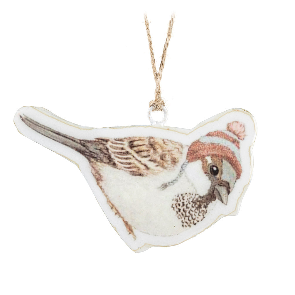 BIRD IN WINTER WITH HAT ORNAMENT