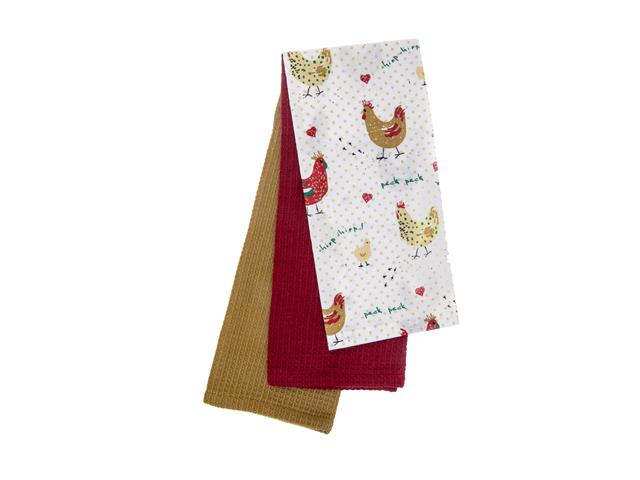 DISH CLOTH (SET OF 3 PCS) (FARMHOUSE CHICKEN)