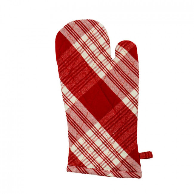 STONE RED PLAID OVEN MITTEN