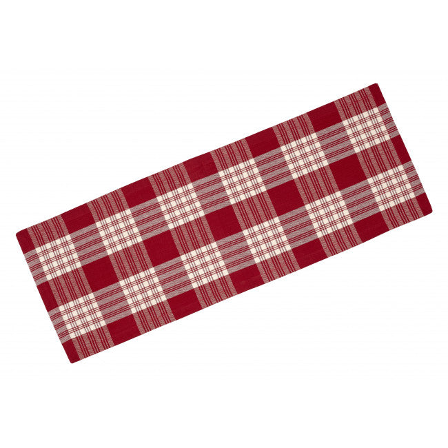 STONE RED PLAID TABLE RUNNER 13X54"