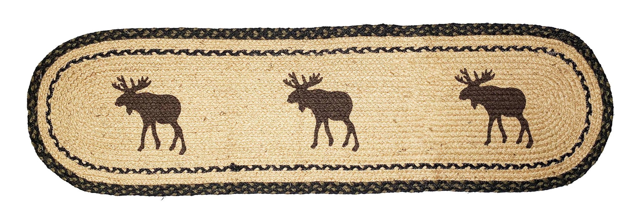 BRAIDED JUTE 54" RUNNER, PRINTED - OVAL-13X54" - MOOSE