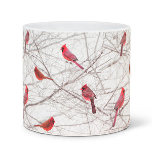 LARGE CARDINALS IN BUSH PLANTER 6.5"H