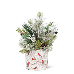 SMALL CARDINAL IN BUSH PLANTER 4.5"H