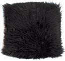 MONGOLIAN FAUX FUR THROW PILLOW - BLACK 12X16"