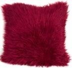 MONGOLIAN FAUX FUR THROW PILLOW 18X18 - RED