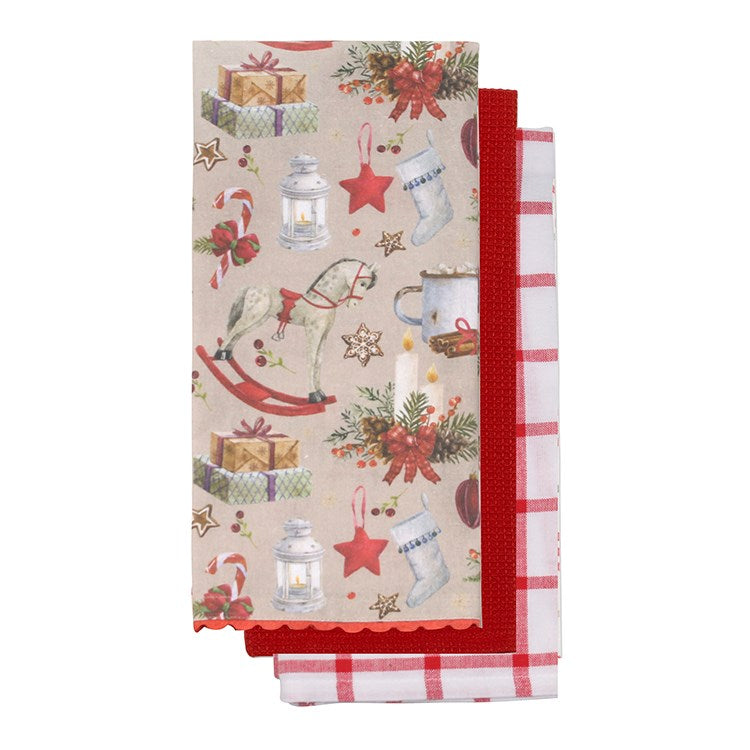 CLASSIC CHRISTMAS TEA TOWEL SET OF 3