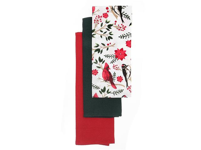 CARDINAL POINSEETTIA DISH CLOTH (SET OF 3 PCS)