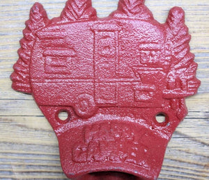 HAPPY CAMPER BOTTLE OPENER WALL MOUNTED