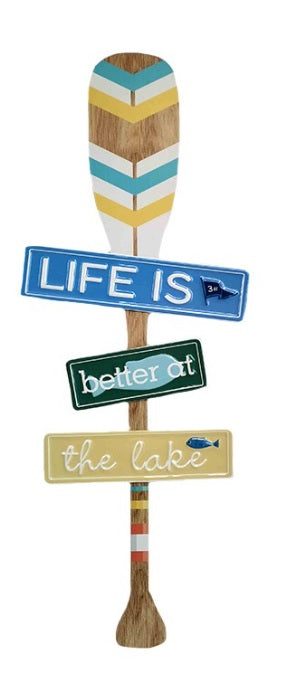 "LIFE IS BETTER AT THE LAKE" COASTAL PADDLE WALL DECOR
