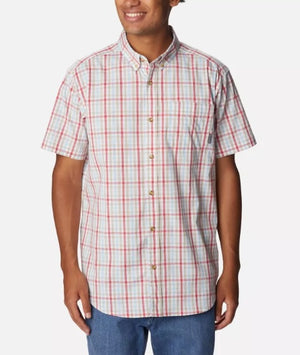MEN'S SUNSET RED GINGHAM SHORT SLEEVE SHIRT
