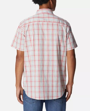 MEN'S SUNSET RED GINGHAM SHORT SLEEVE SHIRT