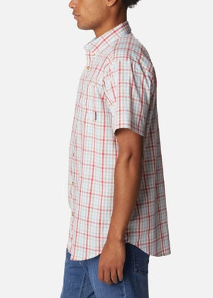 MEN'S SUNSET RED GINGHAM SHORT SLEEVE SHIRT