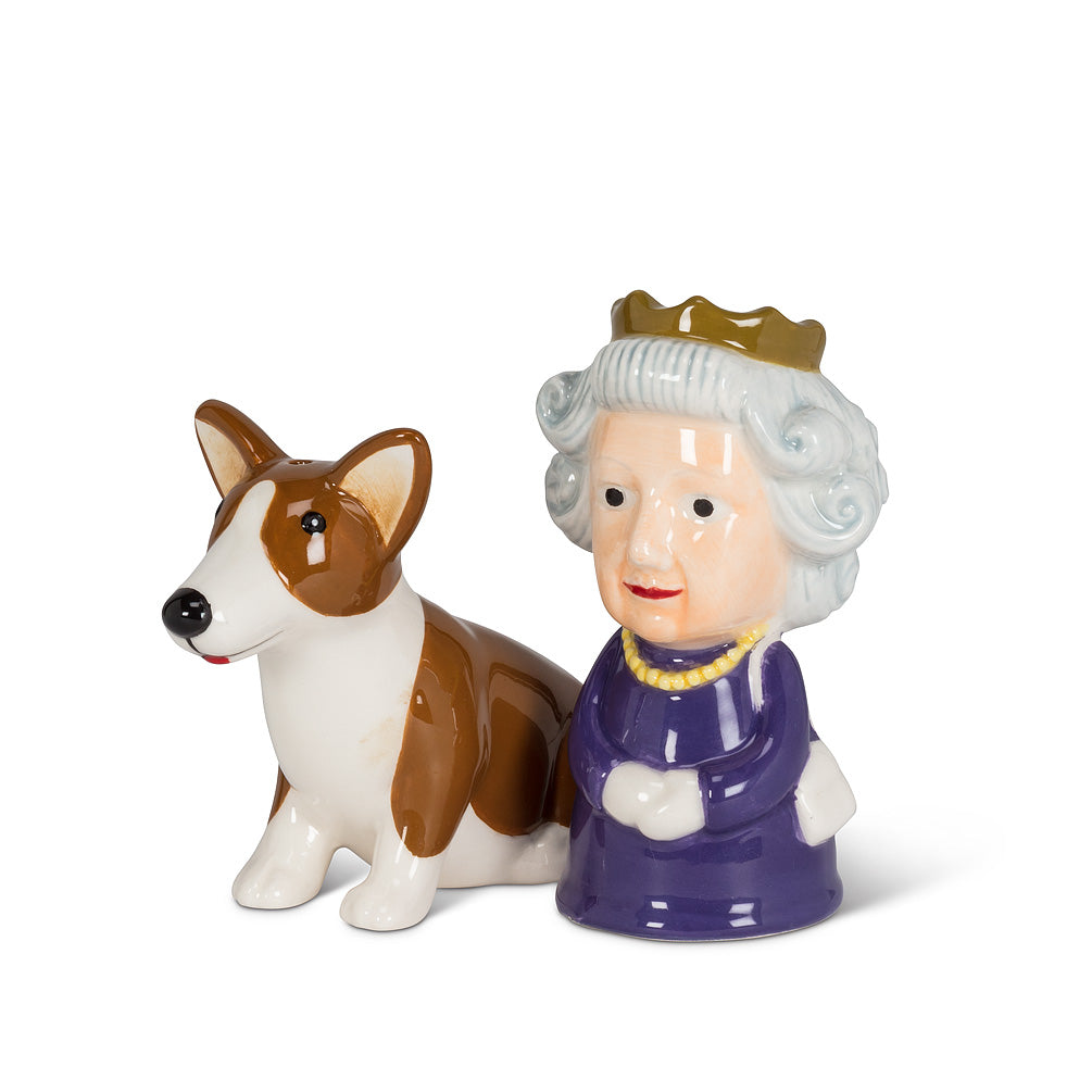 QUEEN & CORGI SALT AND PEPPER SHAKERS