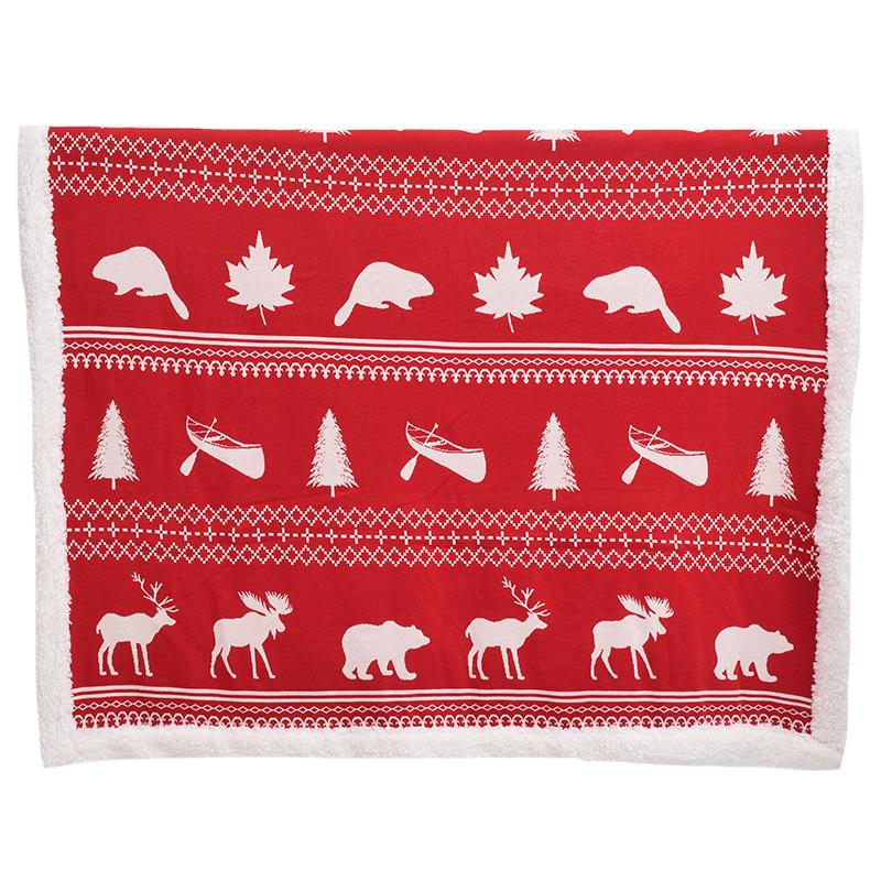 RED CANADIAN SHERPA THROW