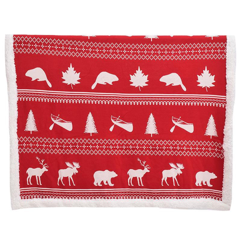 RED CANADIAN SHERPA THROW