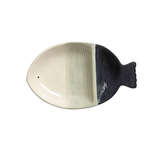 FISH 2 PART SERVING DISH NAVY