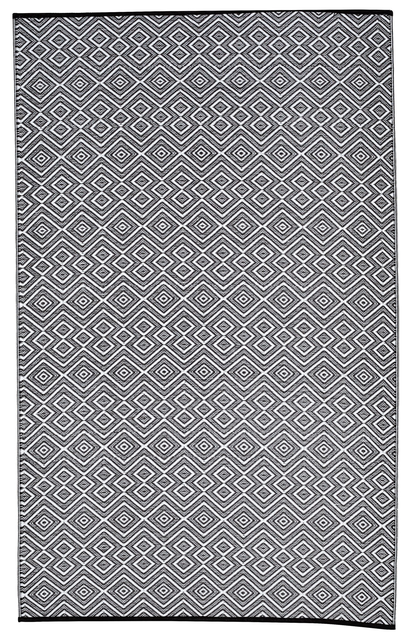 VIANA - FIESTA 4' X 6' OUTDOOR PLASTIC BLACK & WHITE MIRAGE RUG