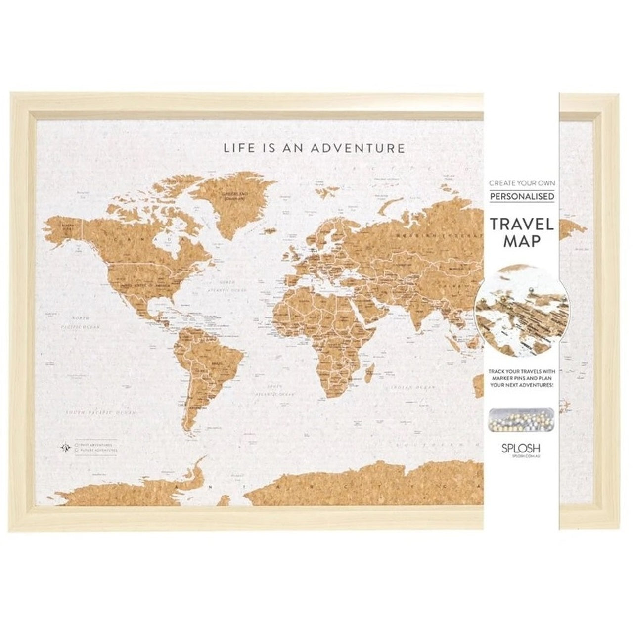 TRAVEL BOARD SMALL MAP WITH PINS