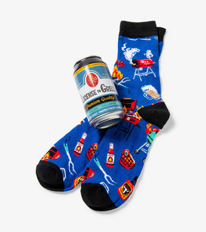 LICENCE TO GRILL BEER MEN'S CAN SOCKS
